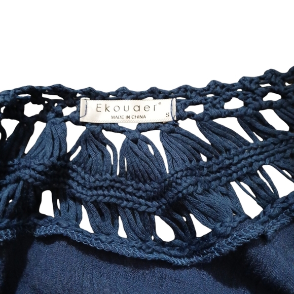 Calvin Klein Blue/White Lynx One-Piece Swimsuit and Blue Cover-Up - Picture 14 of 15